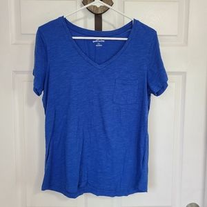 (1058) Eddie Bauer Women's Blue Short Sleeve T-Shirt, Size: Medium